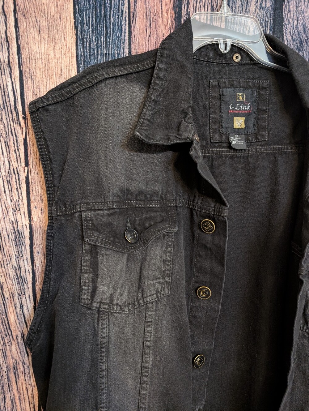 Black And Gray Denim Vest